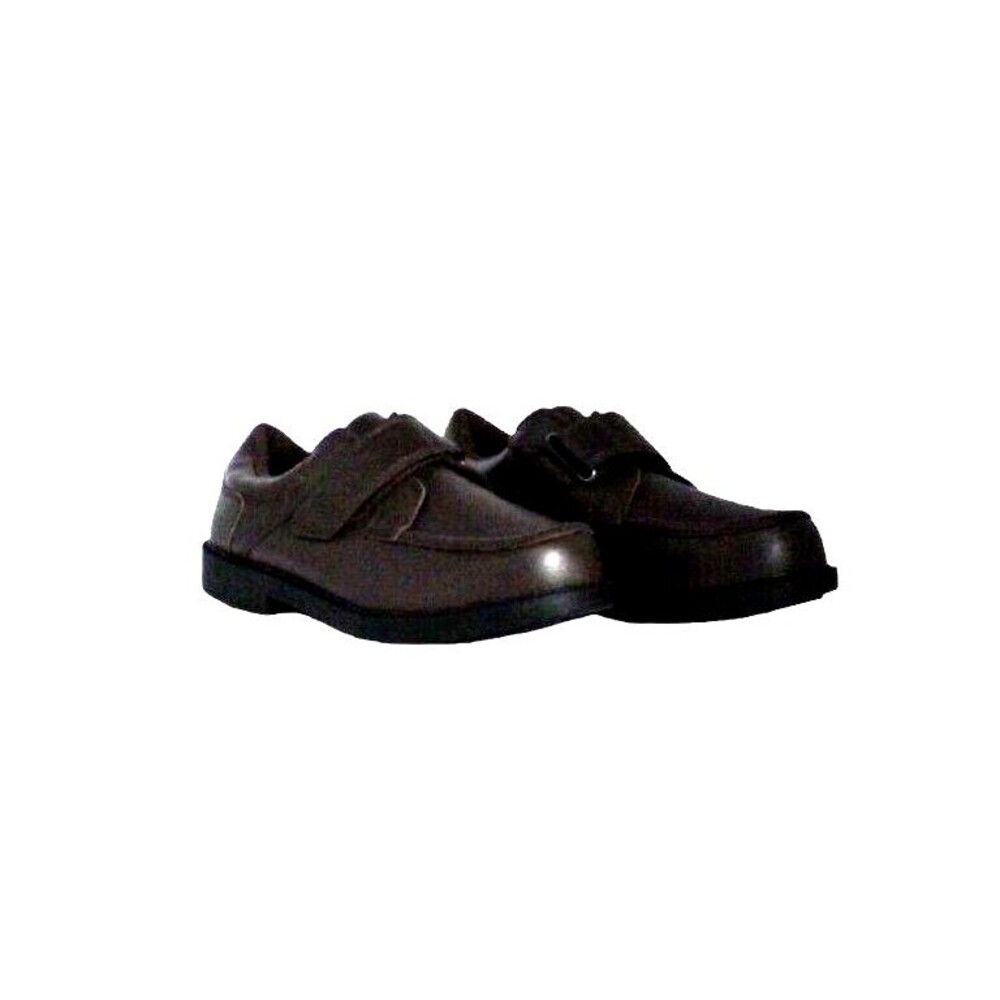 Dr Max Comfort Loafers Hook & Loop Round Toe Brown Leather Men's Size 10